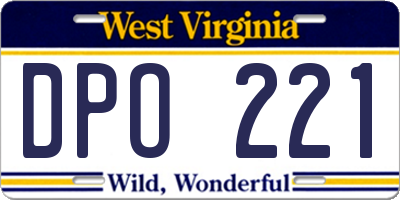 WV license plate DPO221