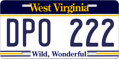 WV license plate DPO222