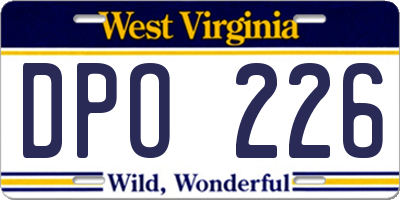 WV license plate DPO226