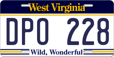 WV license plate DPO228