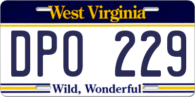 WV license plate DPO229