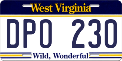 WV license plate DPO230