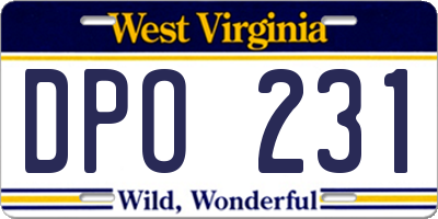 WV license plate DPO231