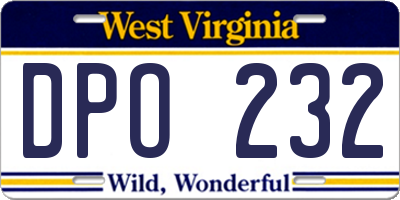 WV license plate DPO232