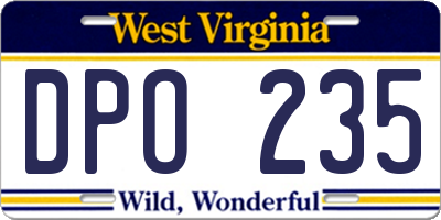 WV license plate DPO235