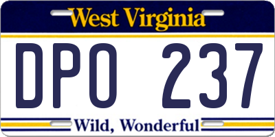 WV license plate DPO237