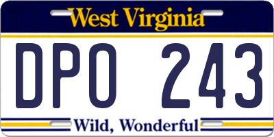 WV license plate DPO243
