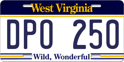 WV license plate DPO250