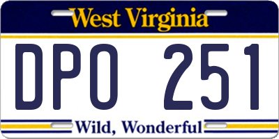 WV license plate DPO251