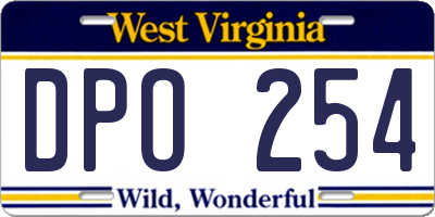 WV license plate DPO254
