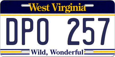 WV license plate DPO257