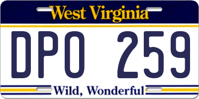 WV license plate DPO259