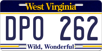 WV license plate DPO262