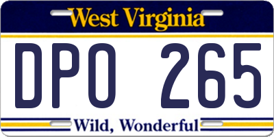 WV license plate DPO265