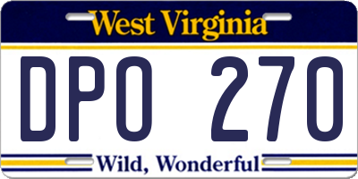 WV license plate DPO270