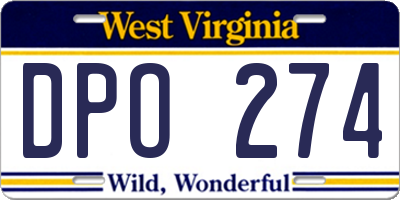 WV license plate DPO274