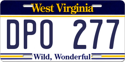WV license plate DPO277