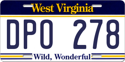 WV license plate DPO278