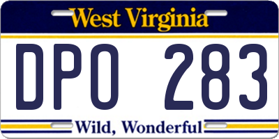 WV license plate DPO283