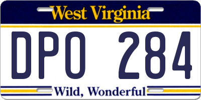 WV license plate DPO284