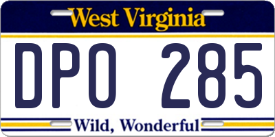 WV license plate DPO285