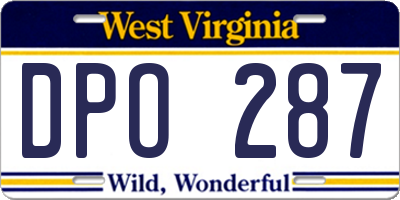 WV license plate DPO287