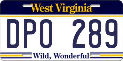 WV license plate DPO289