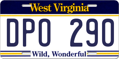 WV license plate DPO290