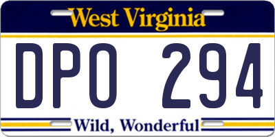 WV license plate DPO294