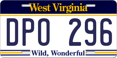 WV license plate DPO296