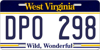 WV license plate DPO298
