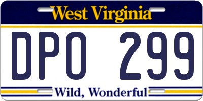 WV license plate DPO299