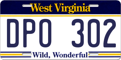 WV license plate DPO302