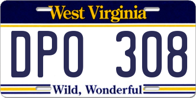 WV license plate DPO308