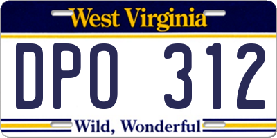 WV license plate DPO312