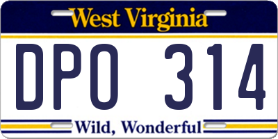 WV license plate DPO314