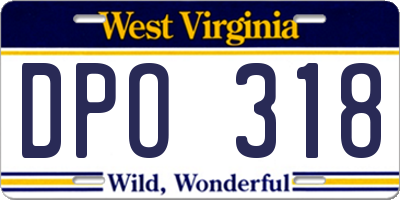 WV license plate DPO318