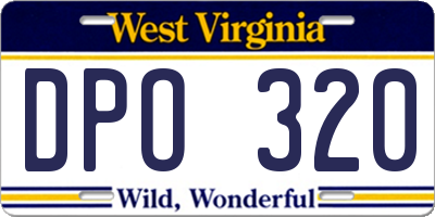 WV license plate DPO320