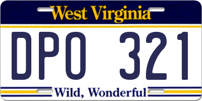 WV license plate DPO321
