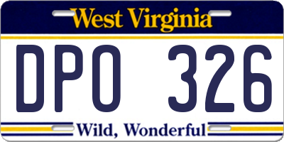 WV license plate DPO326