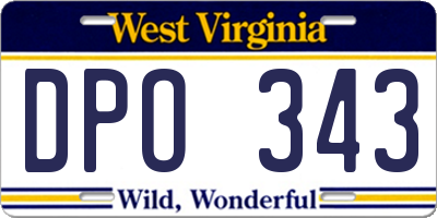 WV license plate DPO343