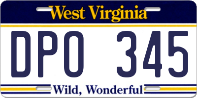 WV license plate DPO345