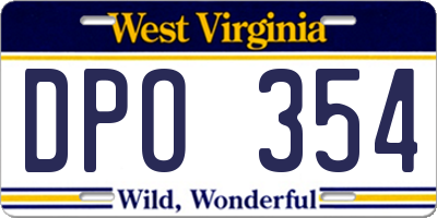 WV license plate DPO354