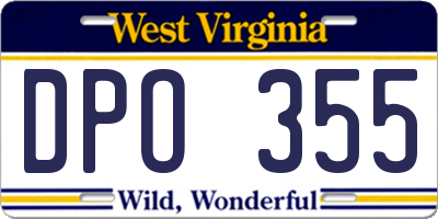 WV license plate DPO355