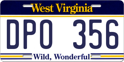 WV license plate DPO356