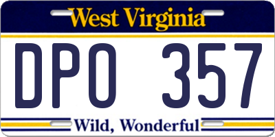 WV license plate DPO357