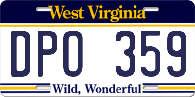 WV license plate DPO359