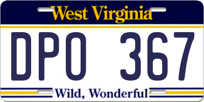 WV license plate DPO367