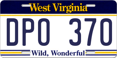 WV license plate DPO370