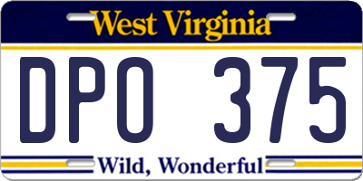 WV license plate DPO375